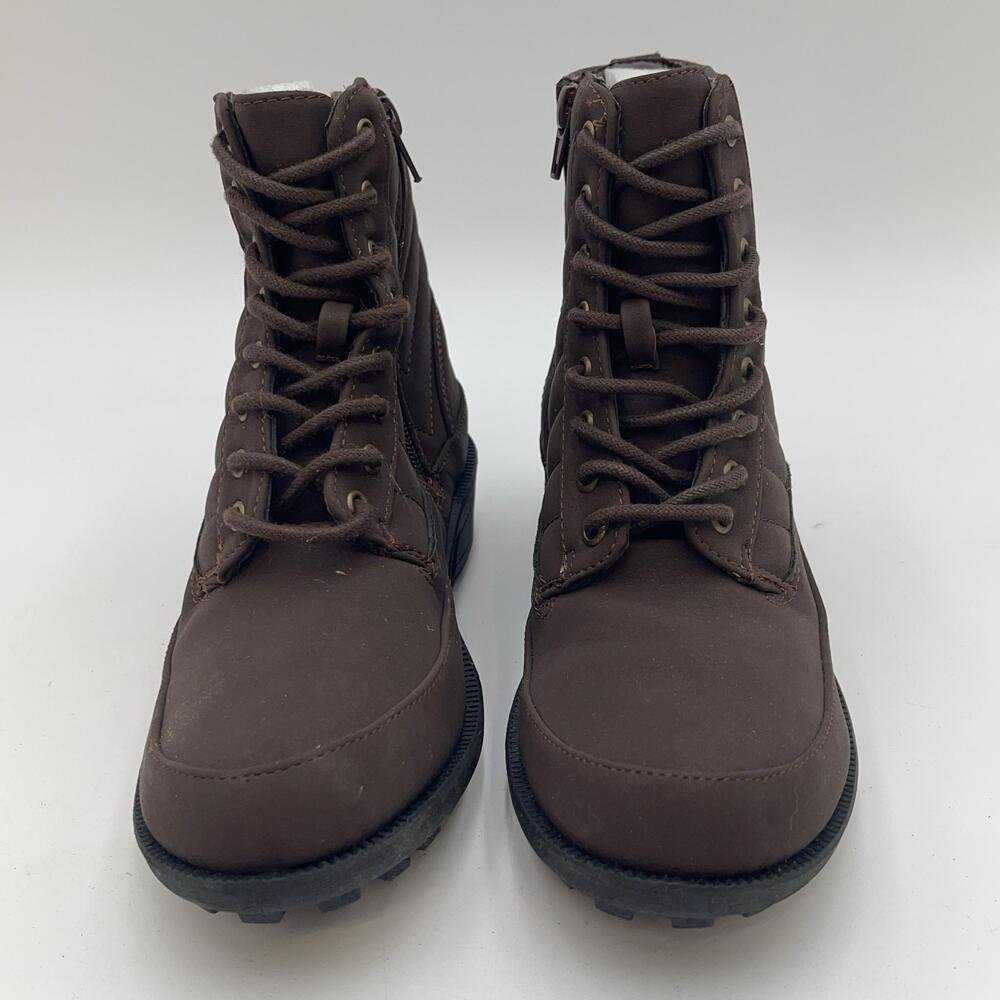 Boots Womens Size 7M Brown Synthetic Ankle Lace Up Combat Winter Easy Street